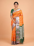 Orange and Wine Purple semi silk Saree