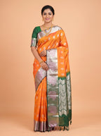 Orange and Wine Purple semi silk Saree