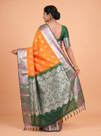 Orange and Wine Purple semi silk Saree
