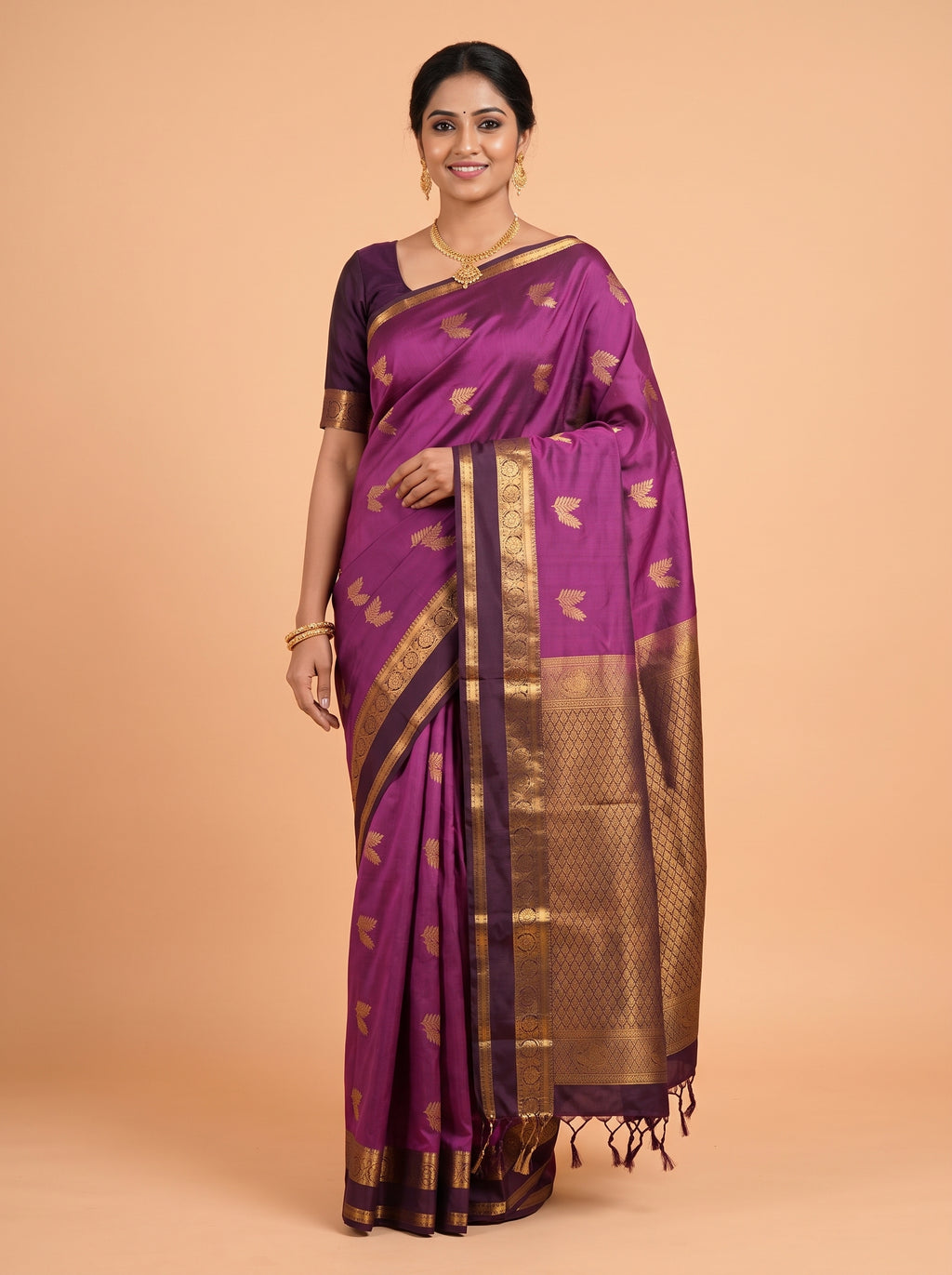 Magenta semi silk Saree