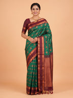 Rama Green and Maroon Gold Zari Woven Silk Saree