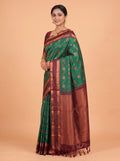 Rama Green and Maroon Gold Zari Woven Silk Saree