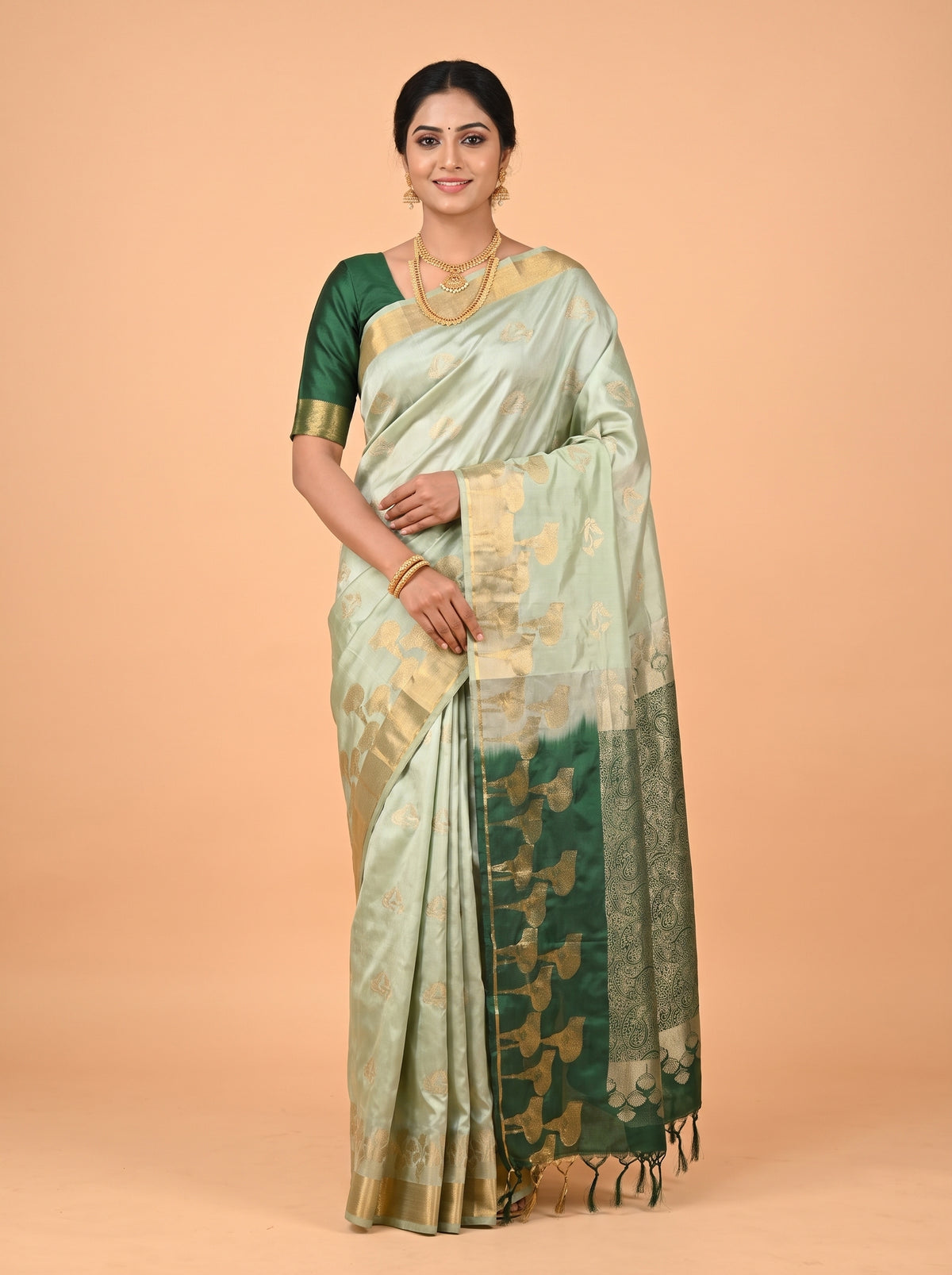 Black and Gold Designer Woven Tissue Silk Saree