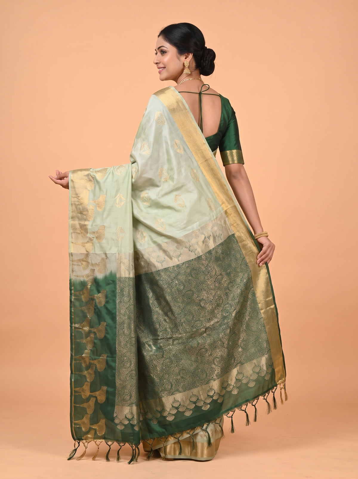 Black and Gold Designer Woven Tissue Silk Saree