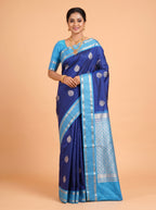 Dark Green and Pink Zari Woven Tissue Silk Saree
