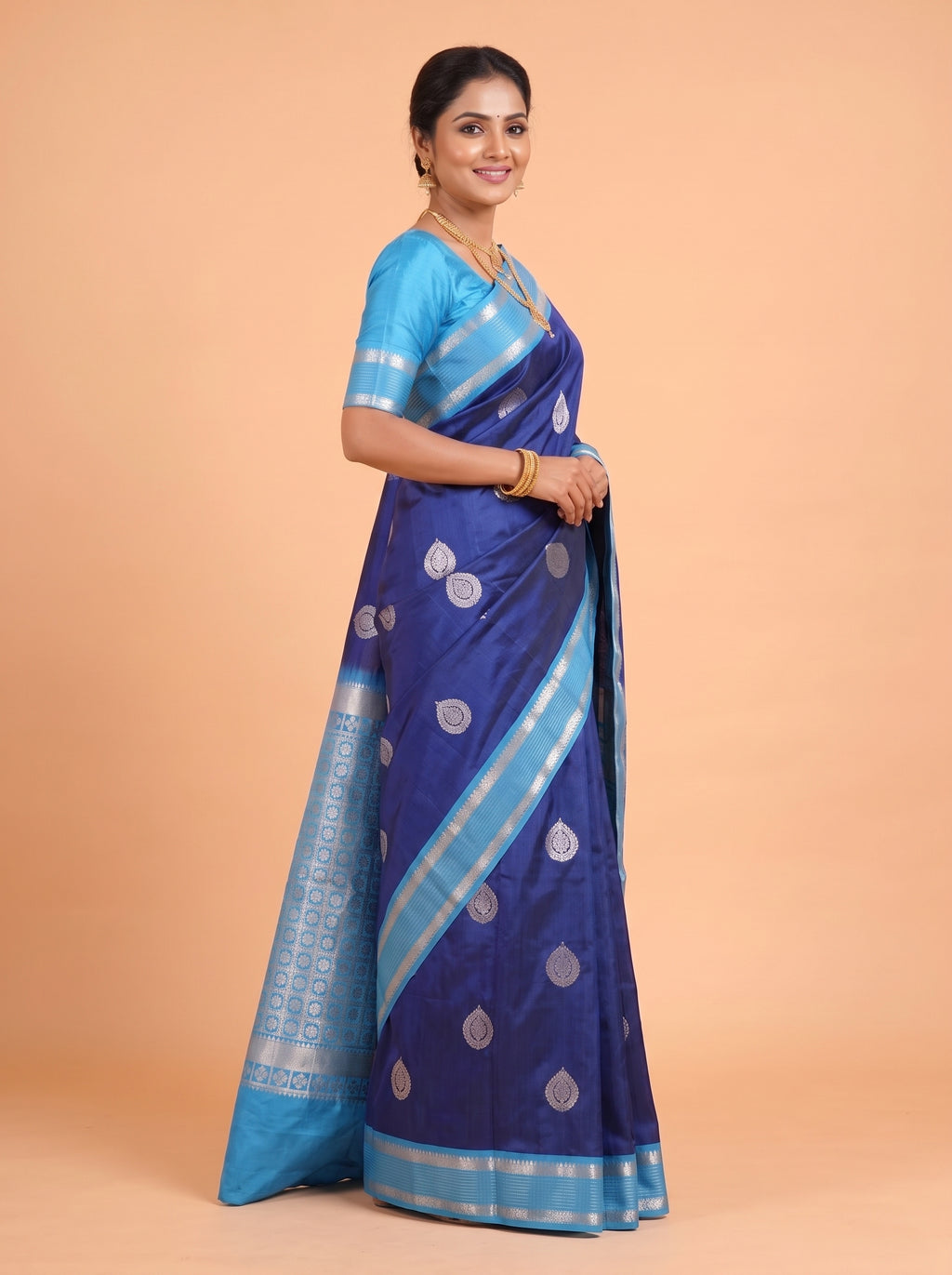 Dark Green and Pink Zari Woven Tissue Silk Saree