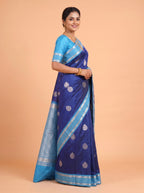 Dark Green and Pink Zari Woven Tissue Silk Saree