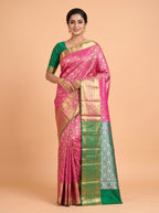 Magenta Tissue Brocade Semi Silk Saree