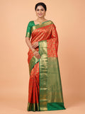 Red Tissue Brocade Semi Silk Saree
