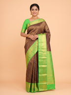 Blue Tissue Brocade Semi Silk Saree