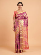 Yellow Tissue Brocade Semi Silk Saree