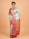 Sea Green Pure Tissue Silk Saree with Floral Zari Weave