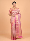 Rose Pink Pure Tissue Silk Saree with Ornate Zari Weave