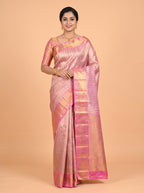 Rose Pink Pure Tissue Silk Saree with Ornate Zari Weave
