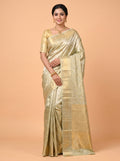 Pista Green Pure Tissue Silk Saree with Chevron Zari Weave