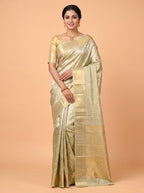 Pista Green Pure Tissue Silk Saree with Chevron Zari Weave