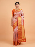 Red Pure Tissue Silk Saree with Intricate Zari Brocade