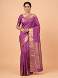 Purple Pure Kanchipuram Saree with Traditional Design Border