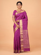 Purple Pure Kanchipuram Saree with Solid Band Border