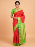 Red Semi Silk Saree with Broad Contrast Zari Weaving Border