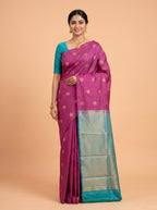 Purple Pure Kanchipuram Saree with No Border