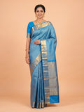 Blue Kanchivaram Saree with Paisley Brocade Zari Border