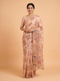 Cream Organza Saree with Cutwork Metallic Border