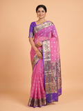 Lavender Kota Zari Saree with Minimal Zari Stripe Border