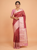 Rani Pink Kachipuram Bridal Saree with Peacock and Floral Zari Border