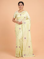 Lime Pure Silk Fancy Saree with Beaded Pearl & Sequin Trim