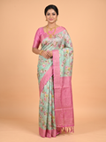 Green Bangalore Sof Silk Saree with Brocade Woven Border