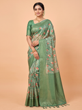 Green Bangalore Sof Silk Saree with Matte Metallic Border