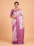Peach Bangalore Sof Silk Saree with Self-Jacquard Border