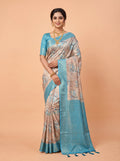 Champagne Gold Bangalore Sof Silk Saree with Chevron Wave Border