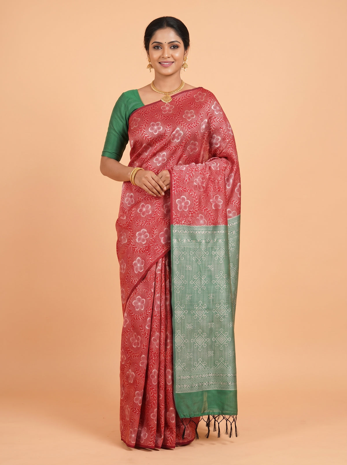 Maroon Sico Saree Saree with Borderless Finish