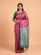Deep Rose Sico Saree Saree with Borderless Finish