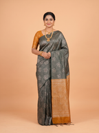 Dark Green Sico Saree Saree with Borderless Finish