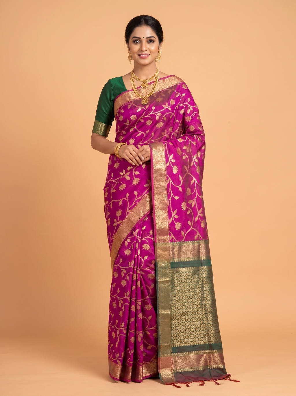 Magenta Sico Saree Saree with Woven zari lattice work border