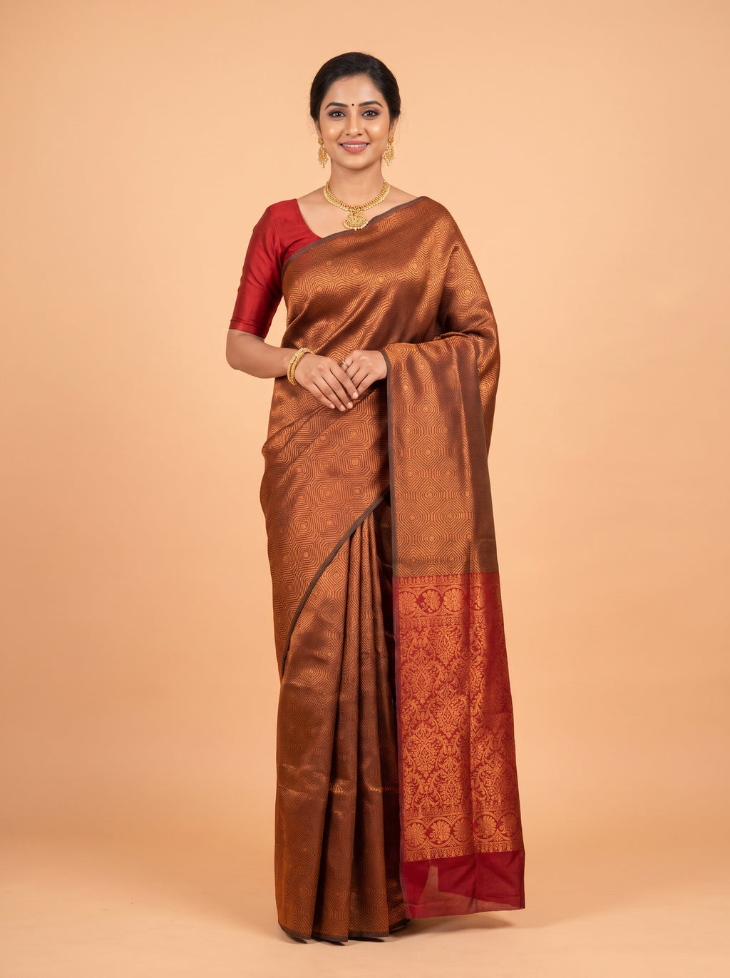 Copper Sico Saree Saree with Borderless Finish