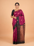 Magenta Pink Sico Saree Saree with Temple Karai Border