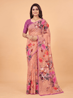 Light Pink Pure Chiffon Saree with Borderless Design