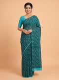 Blue Pure Chiffon Saree with Borderless Design