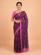 Black Pure Chiffon Saree with Borderless Design