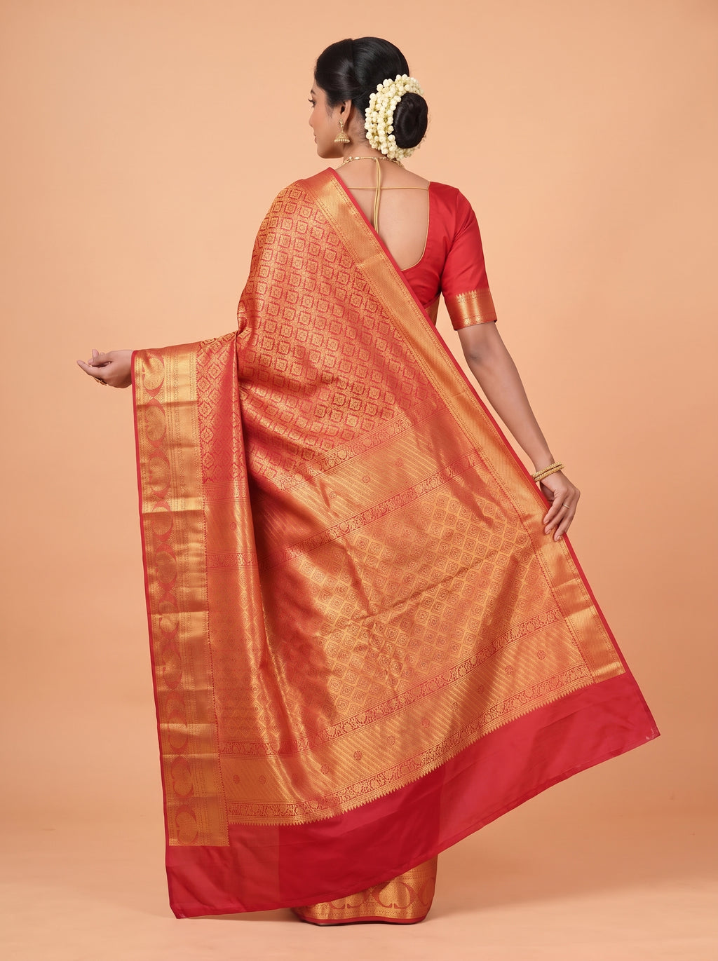 Deep Maroon & Antique Gold Semi Silk Kanchivaram