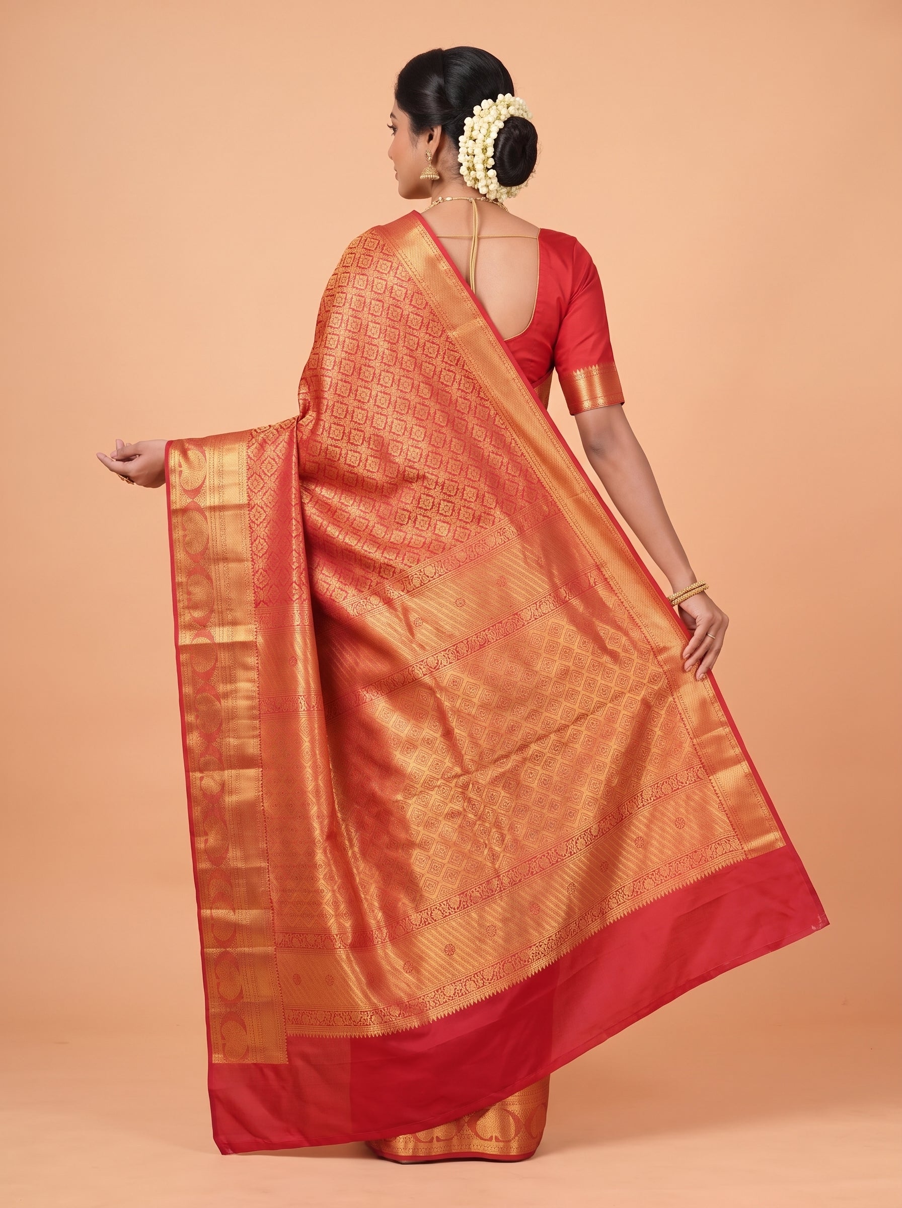 Deep Maroon & Antique Gold Semi Silk Kanchivaram