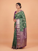 Rich Magenta Purple With Bottle Green Pallu