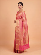 Rani Pink Banarasi Silk Saree With Rich Gold Zari Border