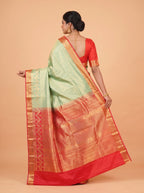 Aqua Blue And Pink Zari Woven Kanchivaram Silk Saree