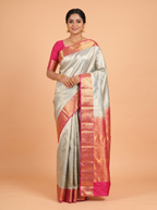Blue And Rani Pink Gold Zari Woven Silk Saree