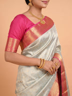 Blue And Rani Pink Gold Zari Woven Silk Saree